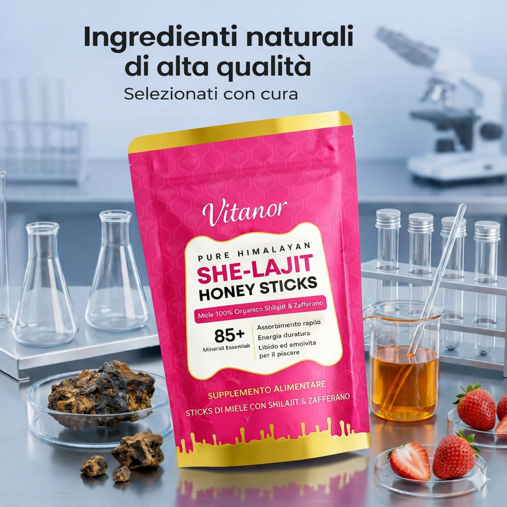 Vitanor™ She-Lajit — Il Bastoncino di Miele al Puro Shilajit Himalayano