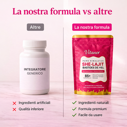Vitanor™ She-Lajit — Il Bastoncino di Miele al Puro Shilajit Himalayano