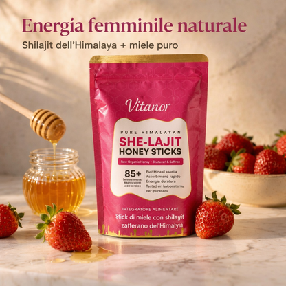 Vitanor™ She-Lajit — Il Bastoncino di Miele al Puro Shilajit Himalayano